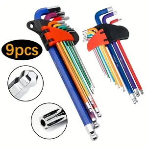 Hex Wrench Set 9-Piece, Chrome Vanadium Steel, Multi-Size 1.5mm to 10mm, Ideal for Home Renovation & Auto Repair