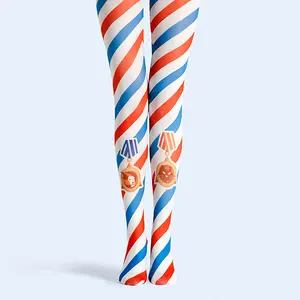 Viken Plan PopArt Print Tights Color Stripe Pantyhose/Tights [AnimalMedal]