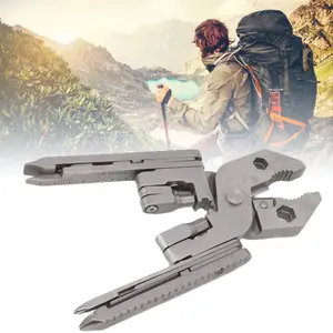 1 Durable 12-in-1 Stainless Steel Multi-functional Pliers, a Manual Tool Equipped with a Screwdriver, Wire Stripper, Needle, Wrench, Etc. - No Electricity Required