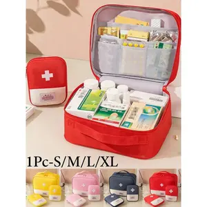 Red portable medical first aid kit, available in three sizes: M, L, XL, large first aid kit medicine storage bag, printed with a cross pattern, travel medical storage bag, Emergency Kit