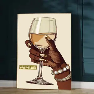 1 set of DIY diamond painting kit, 5D diamond art set, DIY decoration with gold nails, wine glasses, diamond bracelets. Mosaic, diamond art, DIY art home decor.