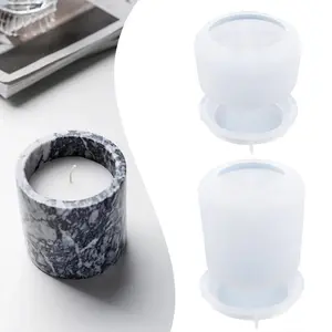A set of 2 Silicone DIY Candle Jar Mold with Lid, Gypsum and Resin Compatibility, Candle Holder and Aroma Wax Jar Making Concrete Molds (3x2.87inch/2x4x17inch) - Home Improvement.