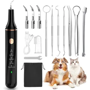 12-in-1 Dog Tooth Brushing Kit - Tartar Plaque Remover Tool for Teeth with LED Light, Dog Sonic Tooth Cleaner with Dental Tools Scaler Scraper for Dog Teeth Cleaning, USB Charge