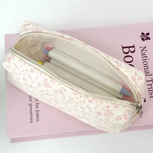 Cute Floral Pencil Case, High-Quality Student Desk Organizer, Natural Makeup Bag, School Supplies, Office Essentials, Gift for Girls