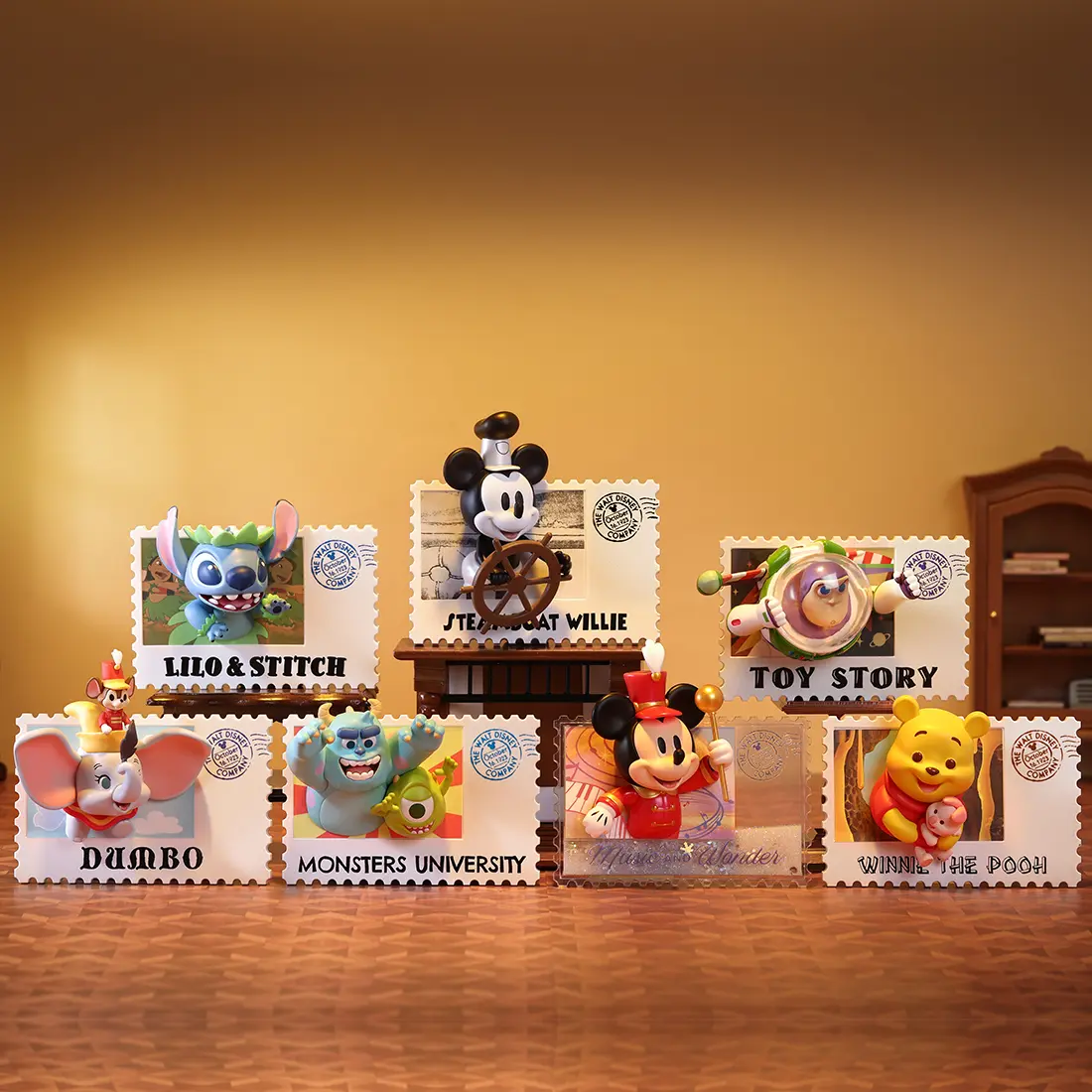 MINISO x Disney Retro Stamp Blind Box Mystery Set - PVC Craft Collectible, Display Ornament, Cute Desktop Toy, Fan Gift (Single Figurine Included)