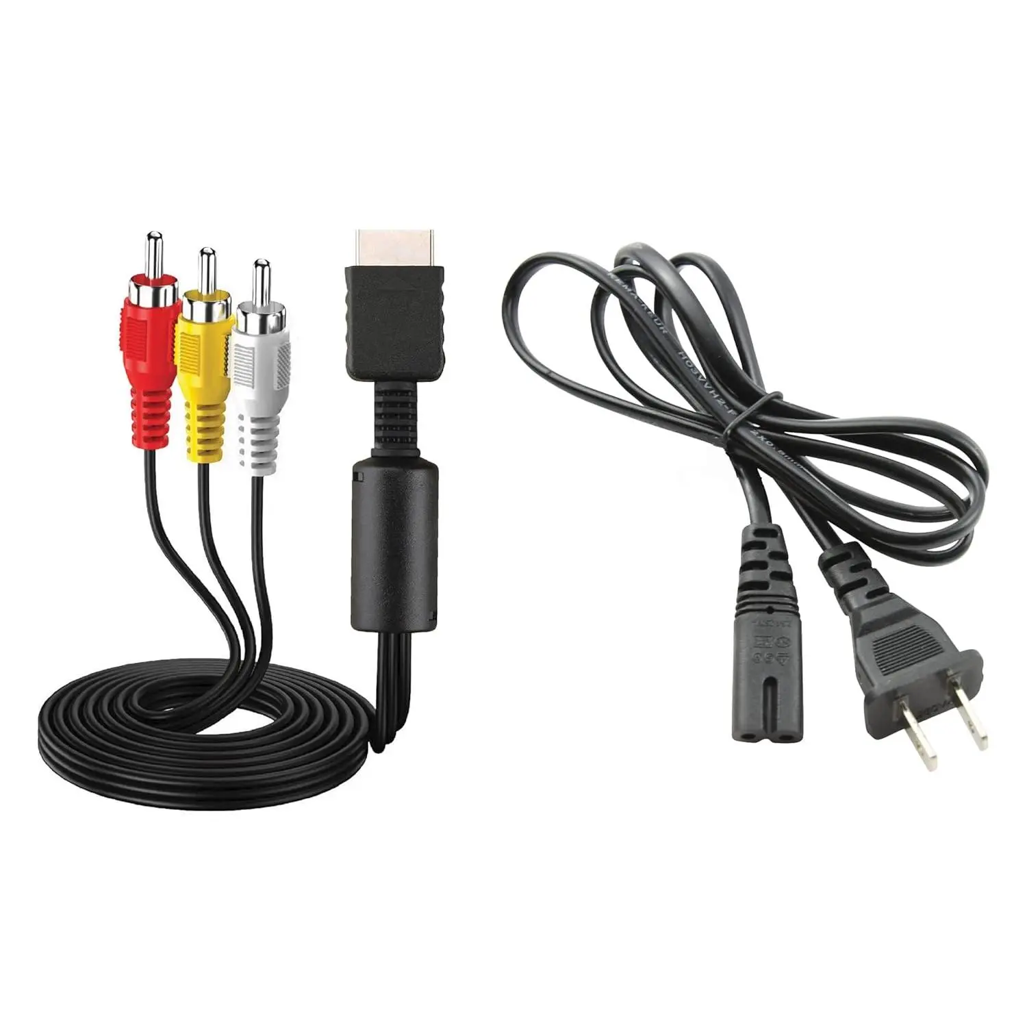 AC  + Audio Video RCA AV Cable Adapter Cord To External TV Screen Monitor For   1 2 3 PS1 PS2 PS3 PSX Original FAT Gaming Systems Console Bundle Set Accessory