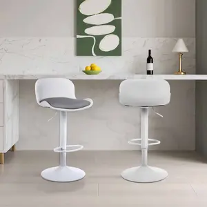ERMNOIS Modern Bar Stools Adjustable-Height Leather Swivel Stools — Cat Scratch Resistant, Modern Counter Barstools with Backrest & Footrest for Kitchen Island & Dining Room