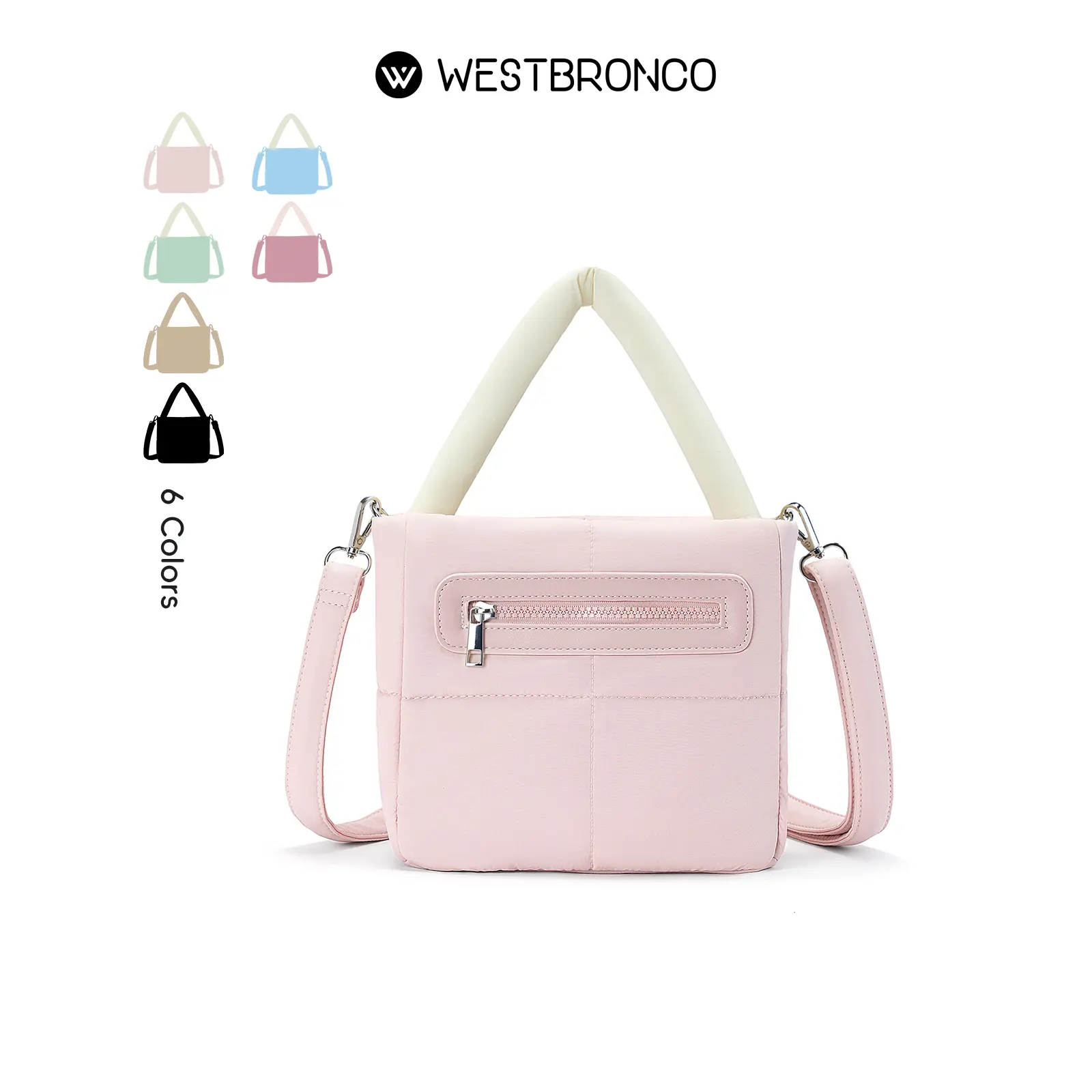 WESTBRONCO Puffer Crossbody Bag Summer Trendy Tote Bag for Women Adjustable Strap Cute Shoulder Fashion Handbag Casual Style Everday Elegant Commuter Bag