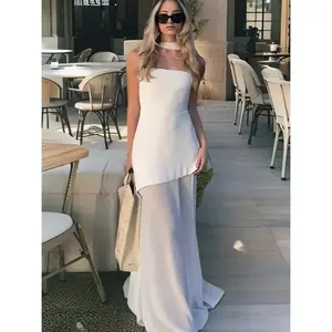 New Summer 2025 Women's Dresses with an Elegant and Graceful Style - Strapless Long Split Maxi Dress Formal Womenswear Chic Elegance Minimalist Piece