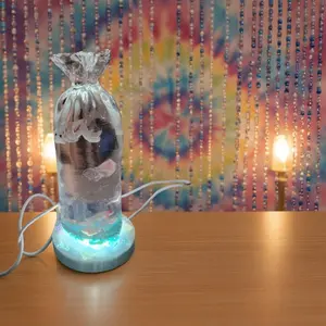 Resin Fish Bag Aquarium with LED Lighting and USB Charging Port for Home Decor