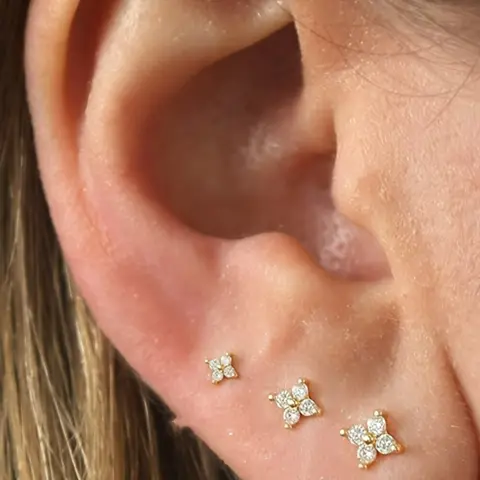 3pcs Exquisite CZ Cubic Zirconia Flower Stud Earrings Women Small Cute Cartilage Earrings for Tragus Helix Piercing Jewelry Gift Good Earrings Studs Earrings Helix Pierced Earring