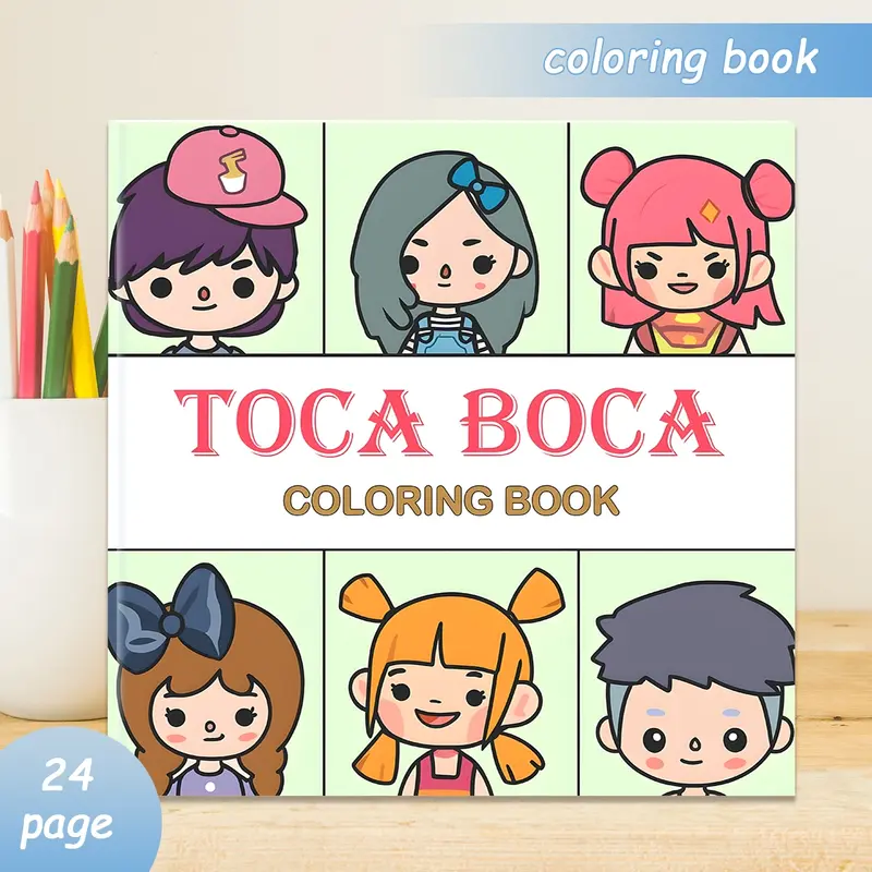Stress Relief Coloring Book, 24 Bold Designs, 7.9x7.9 Inches, Thick Paper, Cute Hand-Drawn Original Art, Perfect Gift for Adults Kids Teens, Activity Papers