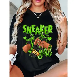 100% Cotton Girl Afro Foamposite Black Green Matching Tee For Men Women T-Shirt