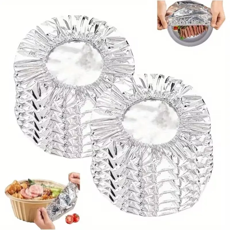 40 Pcs Heavy Duty Aluminum Foil Food Covers- Heat Resistant, Microwave Safe, Leak-Proof Adjustable Bowl And Plate Covers- Reusable for Kitchen, Dining, Office, Party- Food Preservation Covers, Tableware Accessories, Multi-Functional Design