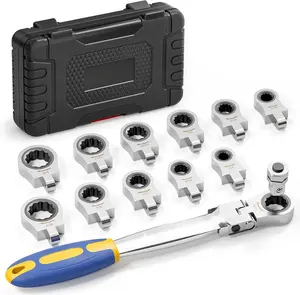 13 count Flex- Ratcheting Combination Wrench Set with 3/8 in Adapter, SAE 1/4-3/4 inch Ratchet Wrench Tool for Auto, Tools for Men Gifts
