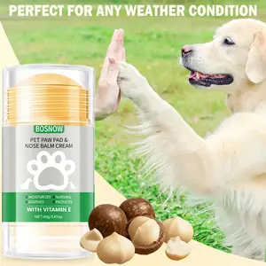 BOSNOW Pet Paw Pad & Nose Balm Cream with Vitamin E Macadamia Nut Seed Oil Shea Butter & Coconut Oil for Dogs & Cats All Weather Conditions 40g/1.411oz