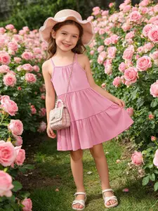 Vintage French Sweet Girl GOAT! Toddler Blush Pink Waffle Knit Cami Tiered Dress, Timeless Romantic Vibe