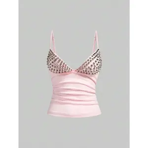 Punk sexy black punk rivet patch women's topRAIMENTRY Punk sexy black punk rivet patch women's topRAIMENTRY