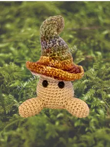 Pip the Mushroom Sprite Stuffie - Handmade Acrylic Yarn Forest Spirit 5.5" x 4.5" x 7.5" Adoptable Pet Display Art
