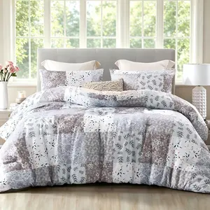 【dealsforyou】Whale Flotilla King Comforter Set - Soft Reversible Boho Pattern Microfiber Patchwork 1 Comforter 2 Pillow Shams Bedspread for Bedroom Home Decor