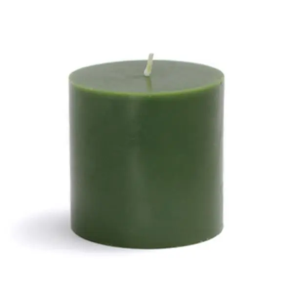 CPZ-079-12 3 x 3 in. Hunter Green Pillar Candles -12pcs-Case- Bulk