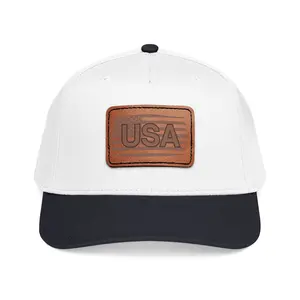 USA Leather Patch Mid Profile Baseball Cap
