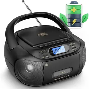 CD Cassette Player Combo,  Rechargeable Boombox with  5.1, Tape Recording, FM Radio, Super Bass, Stereo Sound, Aux/USB Drive, Headphones Jack, Boom Box for Indoor Outdoor