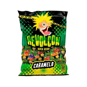 Revolcon Hiper Ácido Caramelo - 50 Chicles de Acción Explosiva y Sabor Intenso