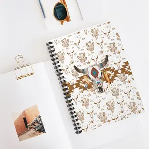 Southwestern Country Cow Skull themed Journal, Spiral Notebook - Ruled Line