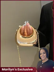 Marilyn's Exclusive Acrylic Crescent Moon Handbag, Fashionable Chain Shoulder Crossbody Bag, Versatile for Lipsticks & Earphones, Compact Storage, Chain Shoulder Strap