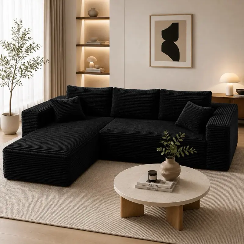 Modern Sectional Sofa W/ Reversible Chaise, L Shaped Couch Set W/ Stora...