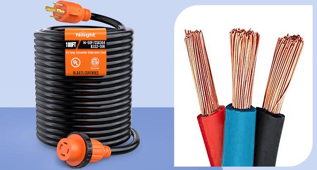 Nilight 30A 100FT Generator Extension Cord Power Inlet Box with Locking Connector 125/250V 7500W 10 Gauge STW ETL Listed 4 Prong L14-30P L14-30R Cable for RV Outdoor Use