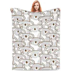 Cute Koala Blanket Cartoon Koalas Bears Throw Blankets Kawaii Birthday Gifts Soft Comfortable Flannel Fleece Cozy for Sofa Couch Bed Room Decor Funny Animal Designin