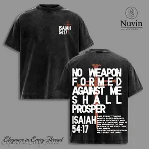 ISAIAH 54:17 No Weapon Formed Shall Prosper Bible Verse Washed T-Shirt, Christian Faith Streetwear, Oversized Vintage Graphic Tee, Spiritual Religious Aesthetic Unisex Top