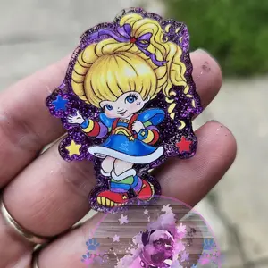 Rainbow Bright Epoxy Badge Reel, keychain, phone grip, paperclip bookmark, or magnet