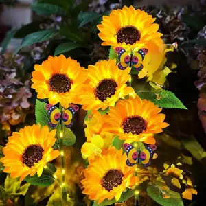 【Summervibes】LED Sunflower Garden Lights Realistic Night Glow for Yard Lawn Patio Porch Decoration Waterproof IP65 Energy Efficient Outdoor Lighting Durable Plastic Flowers Upgraded Solar Panels