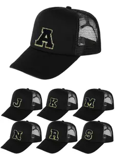 1PC Black 26 Letters A-Z Optional Sponge Baseball Cap, Adjustable Size, Unisex Couple Style Peaked Hat , Daily Commute Outdoor Activities, Soft Comfortable AllDay Wear, Premium Streetwear Hat, Premium Headwear