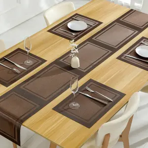 New 5-Piece Rectangular Washable Heat Resistant Durable Kitchen Table Mats, Easy Clean Indoor Outdoor Dining Mat Set, Waterproof Placemat, Kitchenware, Tableware