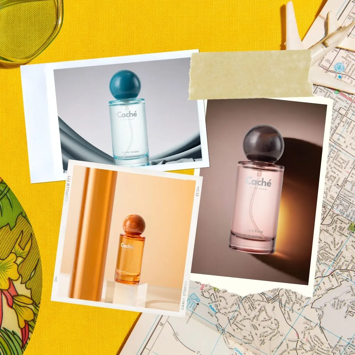 Caché Fragrance | Vanille Solaire + Ambre Boisé +Jasmin de Minuit | Soft Vanilla Resin | Eau De Parfum (3 x 1.7oz / 50ml)