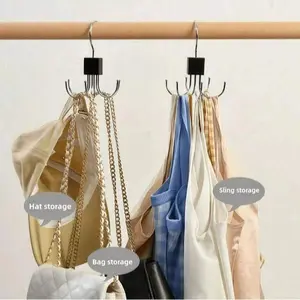 5-Pack Wooden Rotating Six-Claw Hook Clothes Rack, Clothing Hanger, Multi-Functional Coat Stand, Hat Scarf Storage Bag Holder