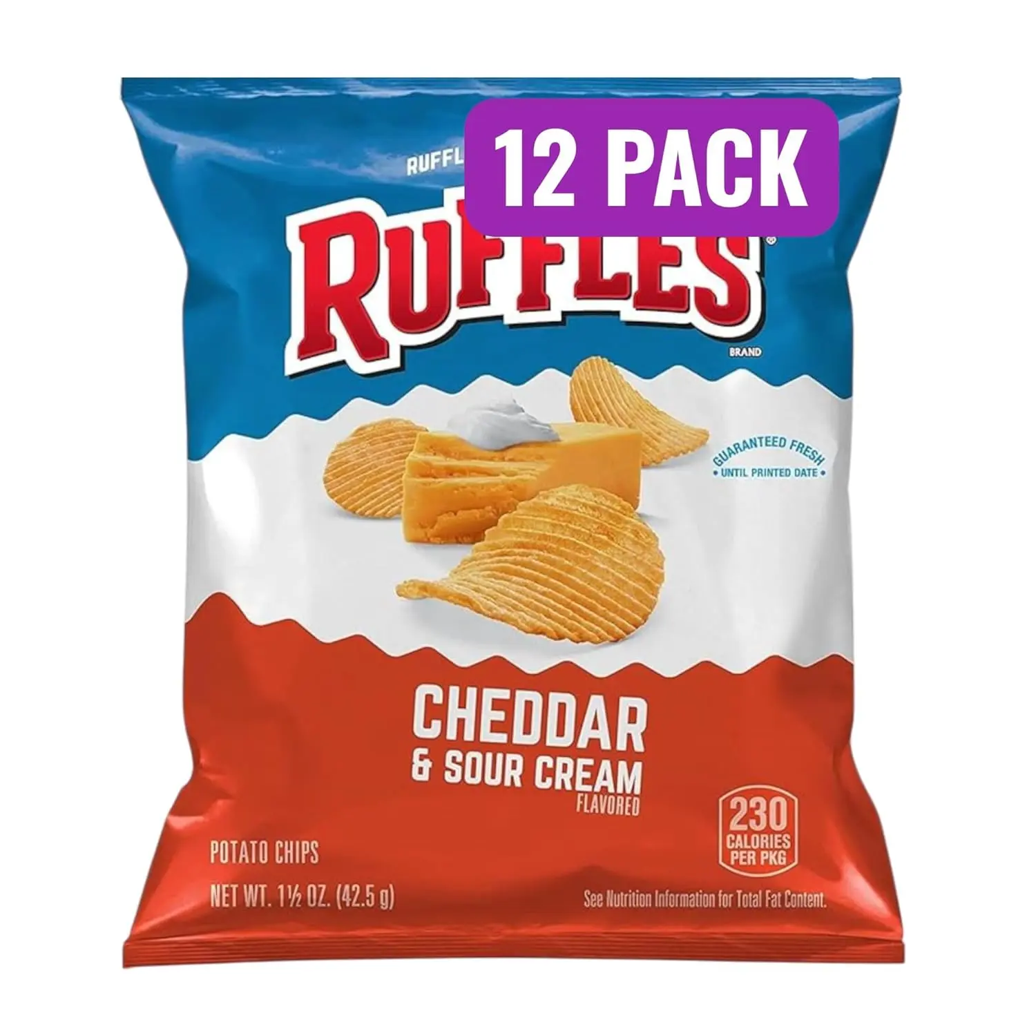 Cheddar & Sour Cream Potato Chips, 1.5 Ounce Bags, Pack of 12, Bundled By Shoppyway Snack