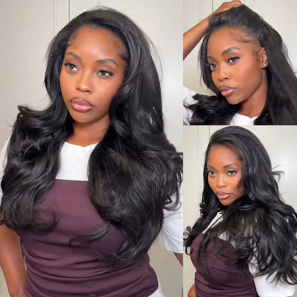 Tinashe Yaki Body Half Wig Invisible Hairline Yaki Straight Kinky Curly Deep Curly Half Wig Human Hair Wigs with Drawstring Cap Design for Easy Wear and Stable Fit