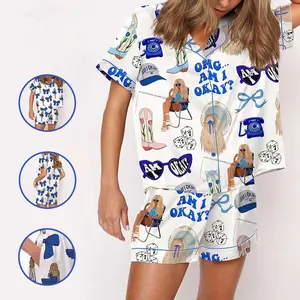 Am I Okay Satin Pajama Set for Women, Movie Inspired Silky Sleepwear, Cozy Lounge Outfit, Cute Gift for Film Fans