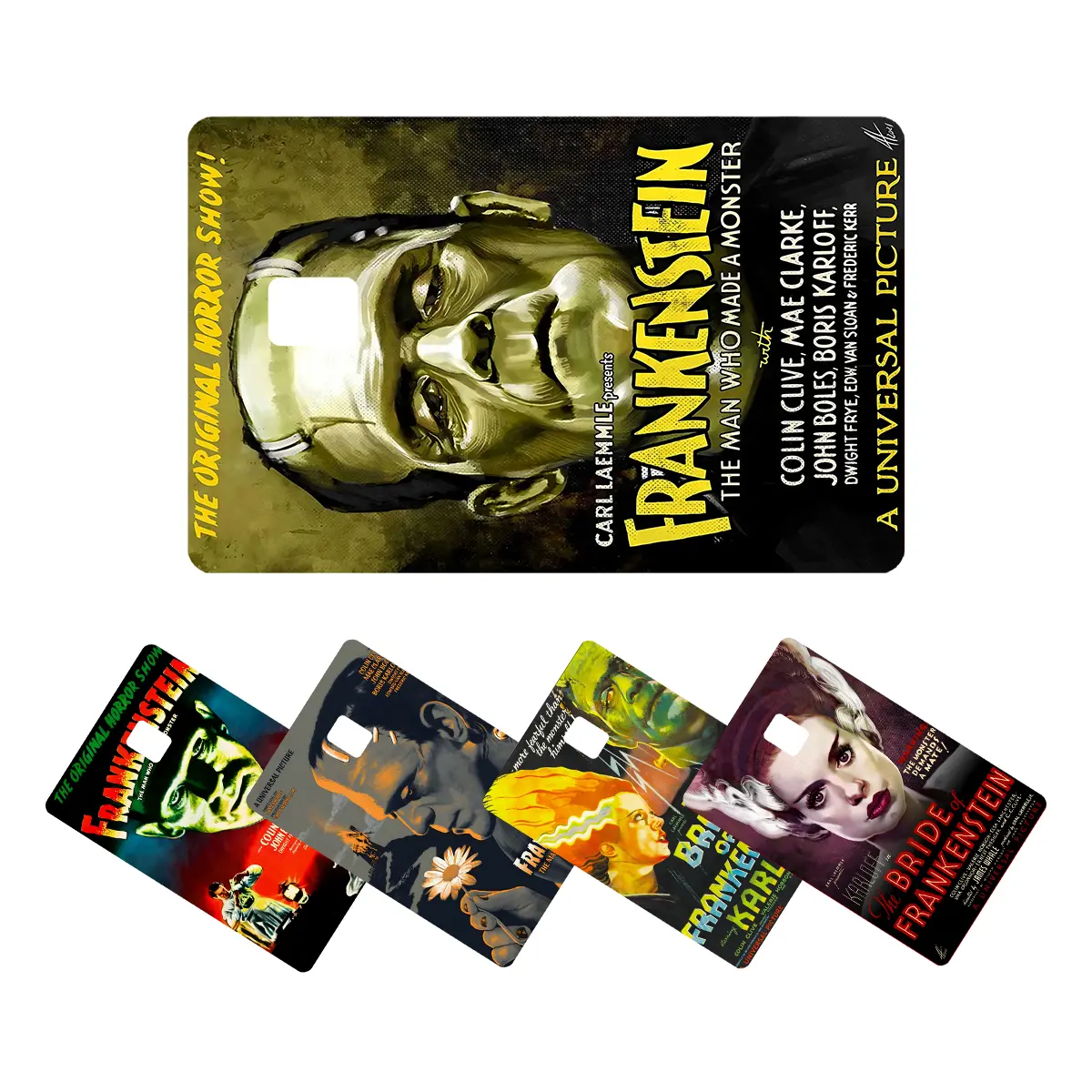 Horror Credit Card Skin | Frankenstein Vintage Debit Card Sticker | Retro Gothic Halloween Fan Gift