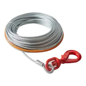 Galvanized Steel Winch Cable 3/8 Inch By 50 Feet, 15,200 Lbs Breaking Strength, Wire Rope With Swivel Hook, Heavy Duty Towing Cable, Universal Fit For SUV, Off-Road Vehicle And Truck Recovery