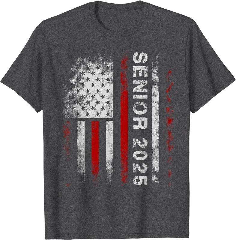 Senior 2025 American Flag Shirt USA Graduation Class of 2025 T-Shirt