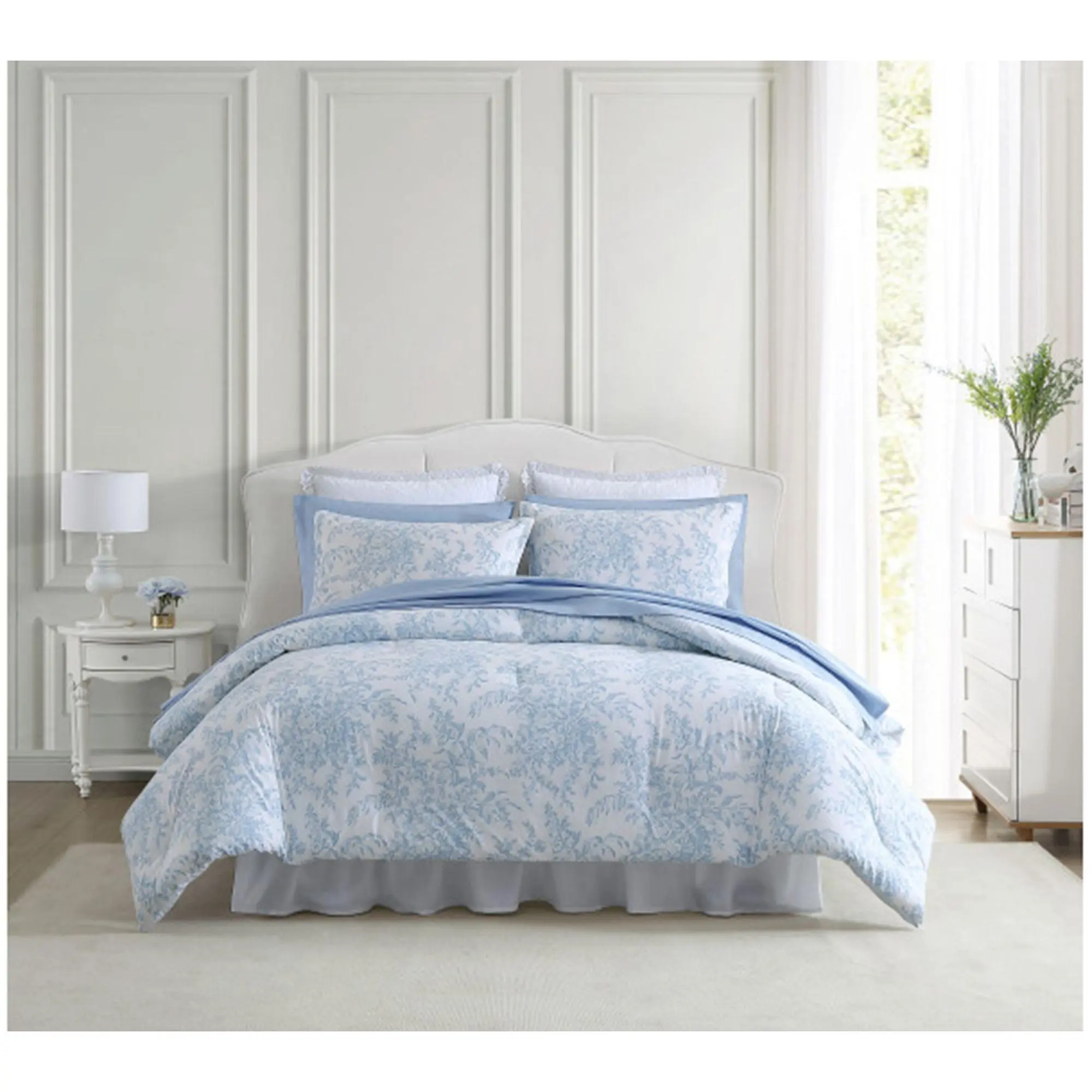 Laura Ashley Bedford Blue Full Queen Comforterham Set