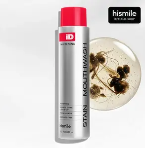 Hismile iD Stain Whitening Mouthwash for White Teeth FC, Freshens Breath with Essential Oils 237ml Daily