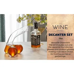 17oz Bar Decanter Set with Bar Decanter Drainers - for Whiskey, Liquor, Tequila, Vodka, Bachelorette Party Funny Gifts
