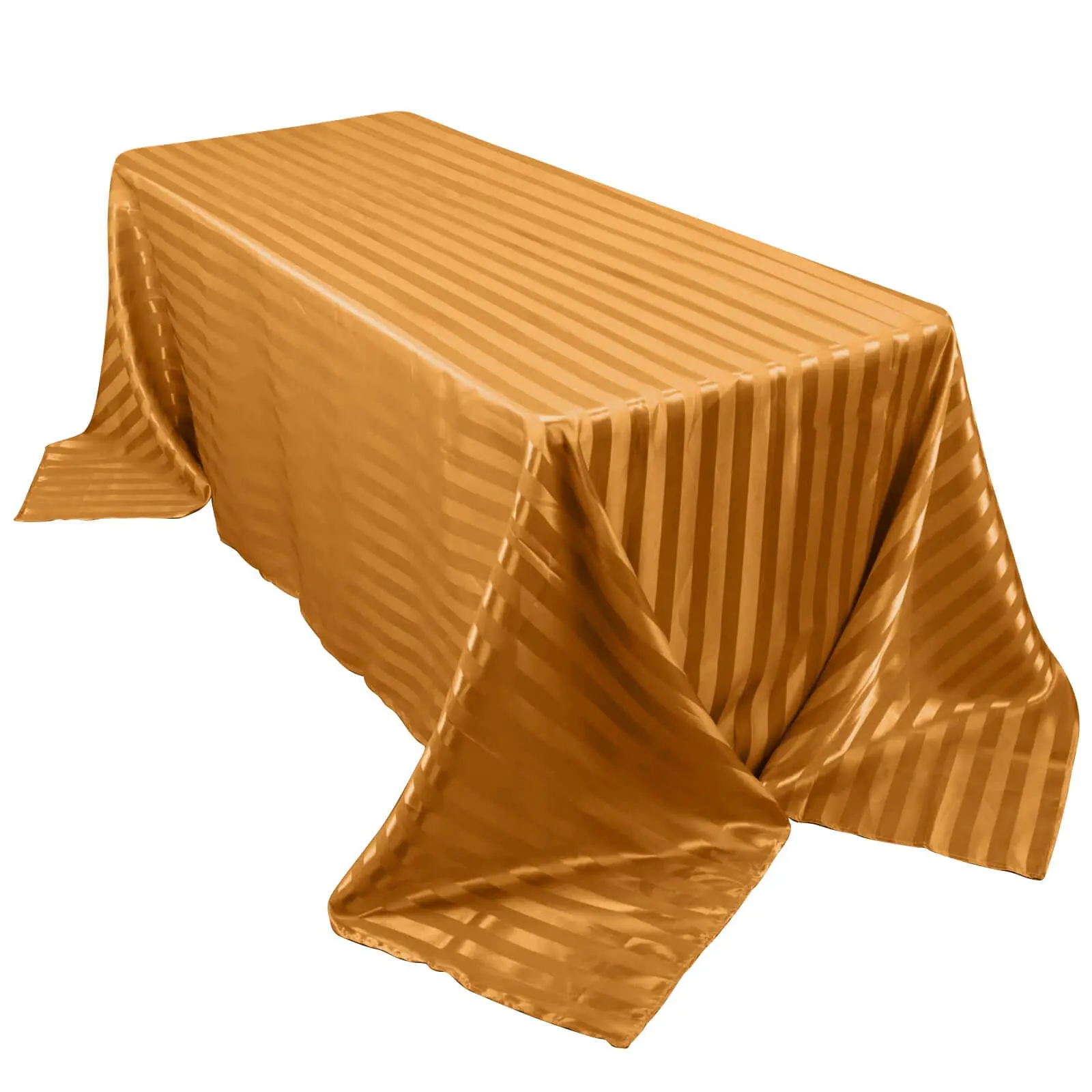 Gold Satin Striped Rectangular Tablecloth - 90"x132" Seamless Silky Smooth Table Cover for Outdoor Tables, Anniversary, Party